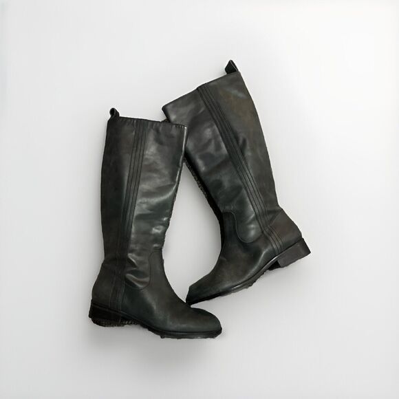 Boden Black Leather Knee High Riding Boots Classic Equestrian Style Size 6 EU 37 - Picture 2 of 11